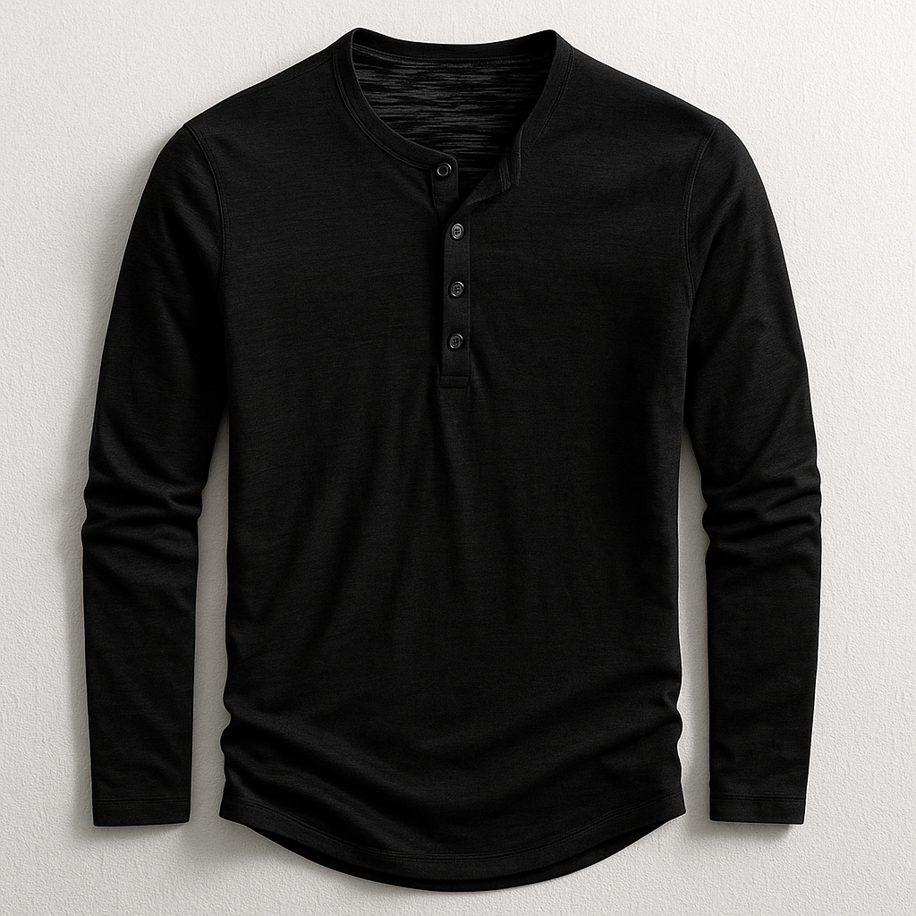 Travis | T-Shirt Henley Homme En Coton Premium – Manches Longues Style Décontracté