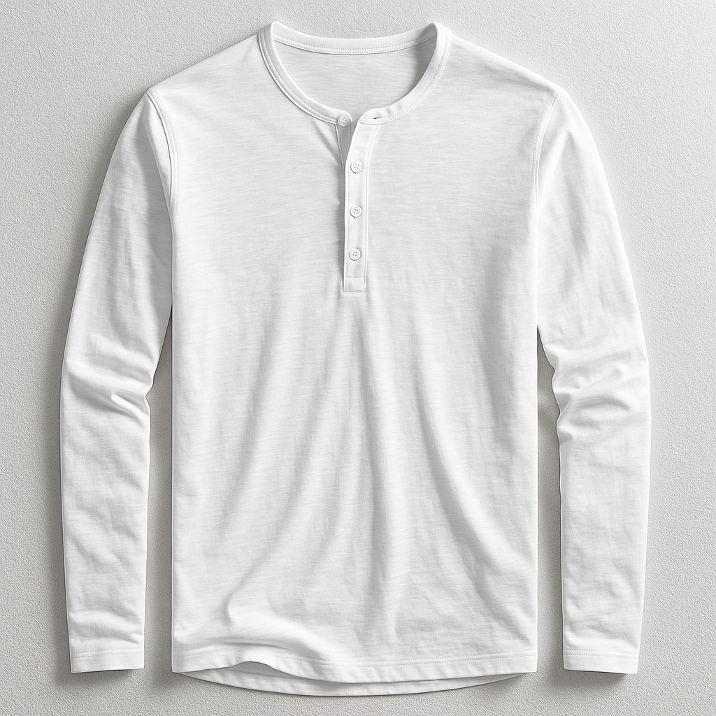 Travis | T-Shirt Henley Homme En Coton Premium – Manches Longues Style Décontracté