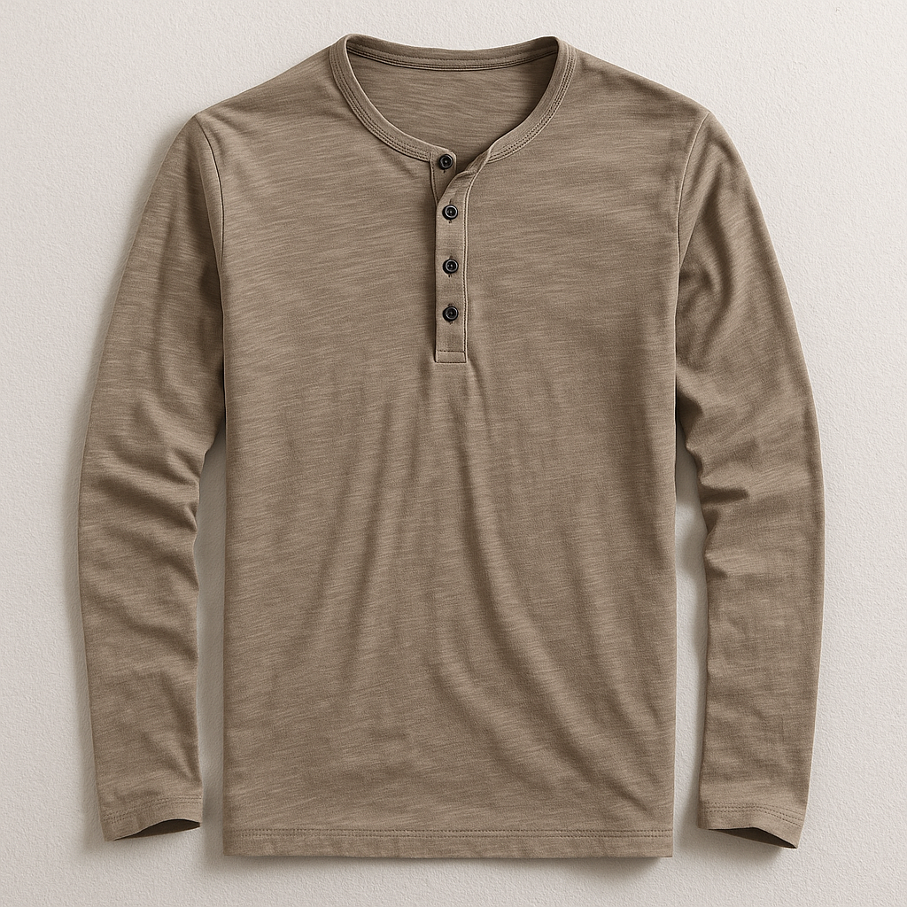Travis | T-Shirt Henley Homme En Coton Premium – Manches Longues Style Décontracté