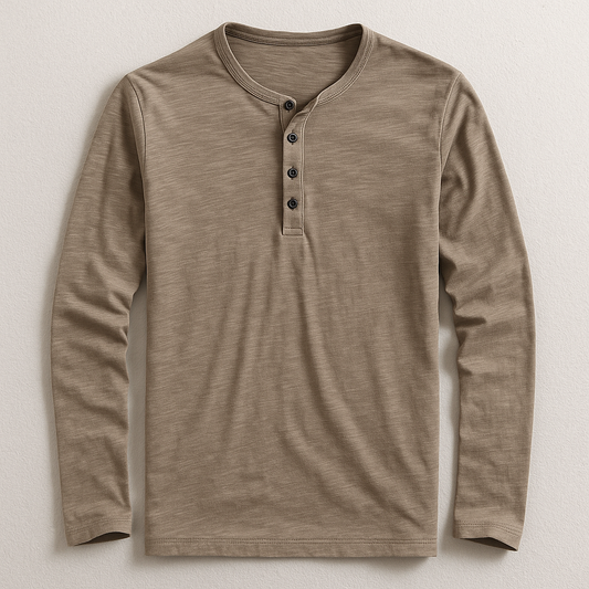 Travis | T-Shirt Henley Homme En Coton Premium – Manches Longues Style Décontracté