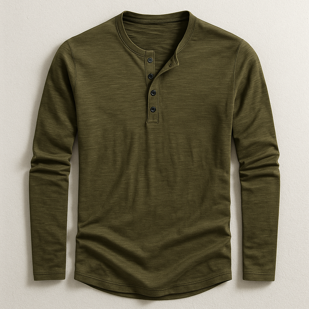 Travis | T-Shirt Henley Homme En Coton Premium – Manches Longues Style Décontracté