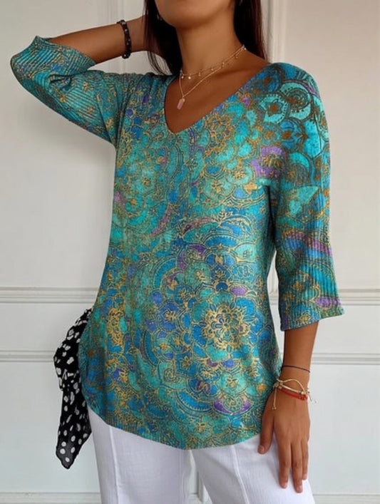 Bérangère | Blouse Fluide Élégante À Imprimé Raffiné