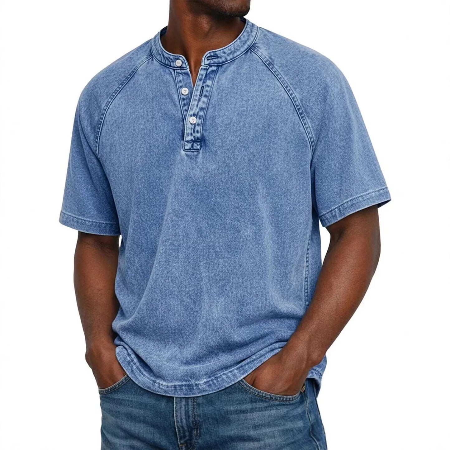 Marcel | T-shirt Henley Á Manches Raglan, Style Vintage