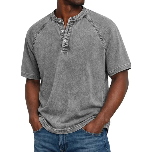 Marcel | T-shirt Henley Á Manches Raglan, Style Vintage