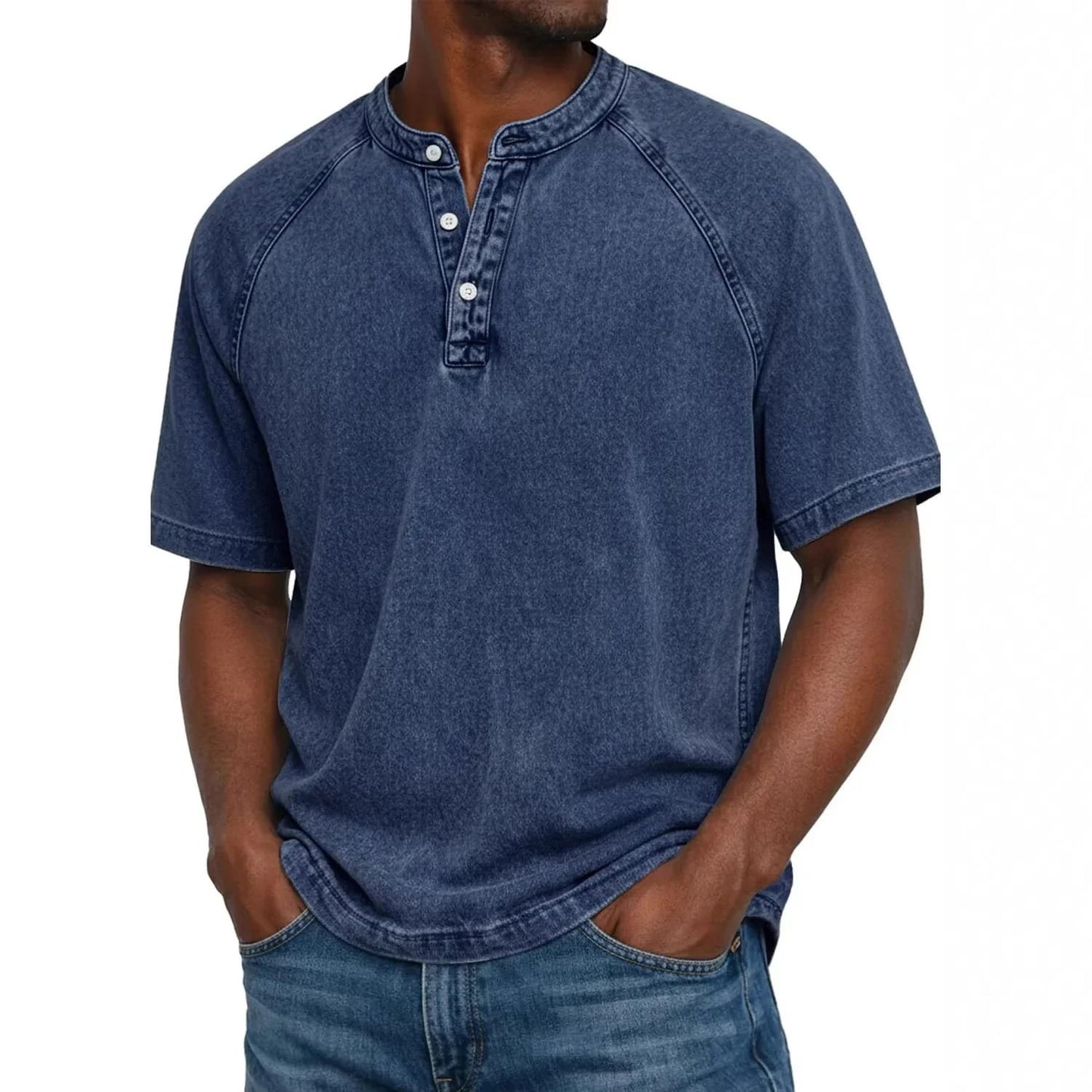 Marcel | T-shirt Henley Á Manches Raglan, Style Vintage