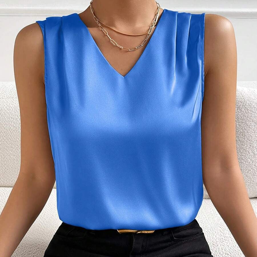 Amélie | Haut Sans Manches Col En V Style Élégant Pour Femme
