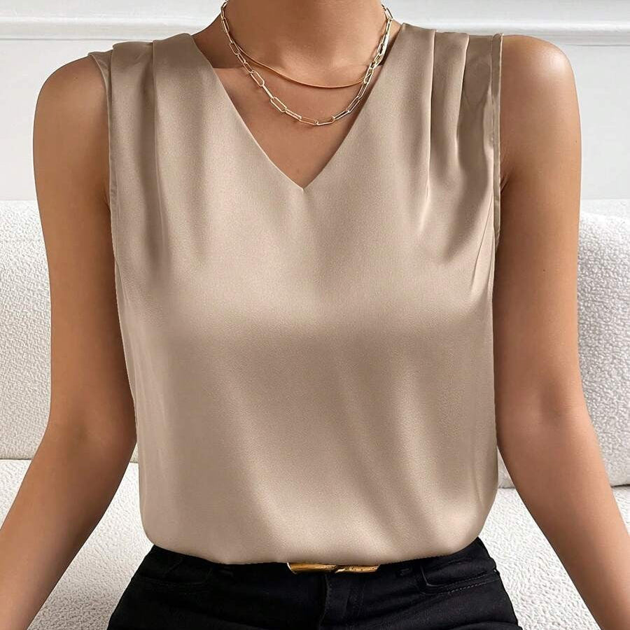 Amélie | Haut Sans Manches Col En V Style Élégant Pour Femme