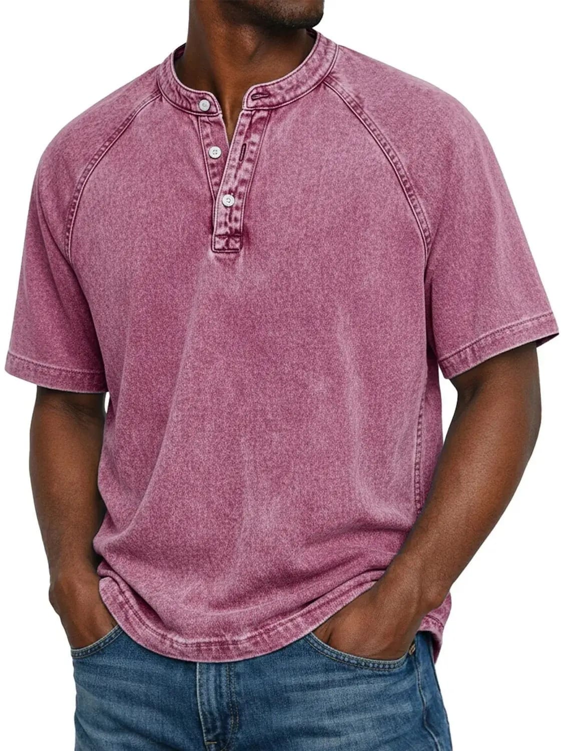 Marcel | T-shirt Henley Á Manches Raglan, Style Vintage