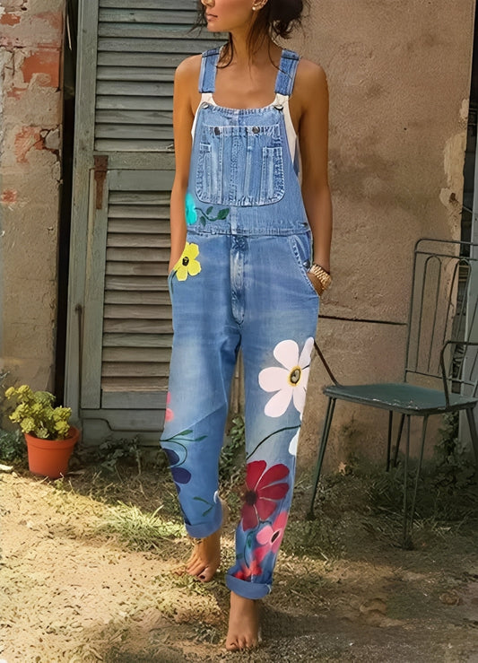Emilia | Combinaison En Denim À Fleurs Pour Femmes