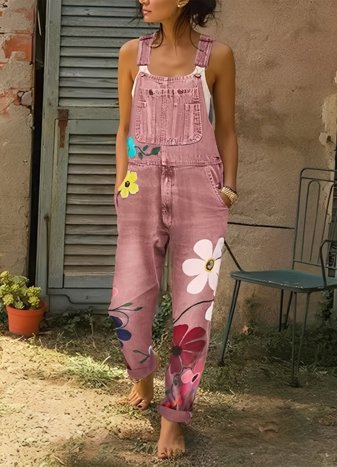 Emilia | Combinaison En Denim À Fleurs Pour Femmes