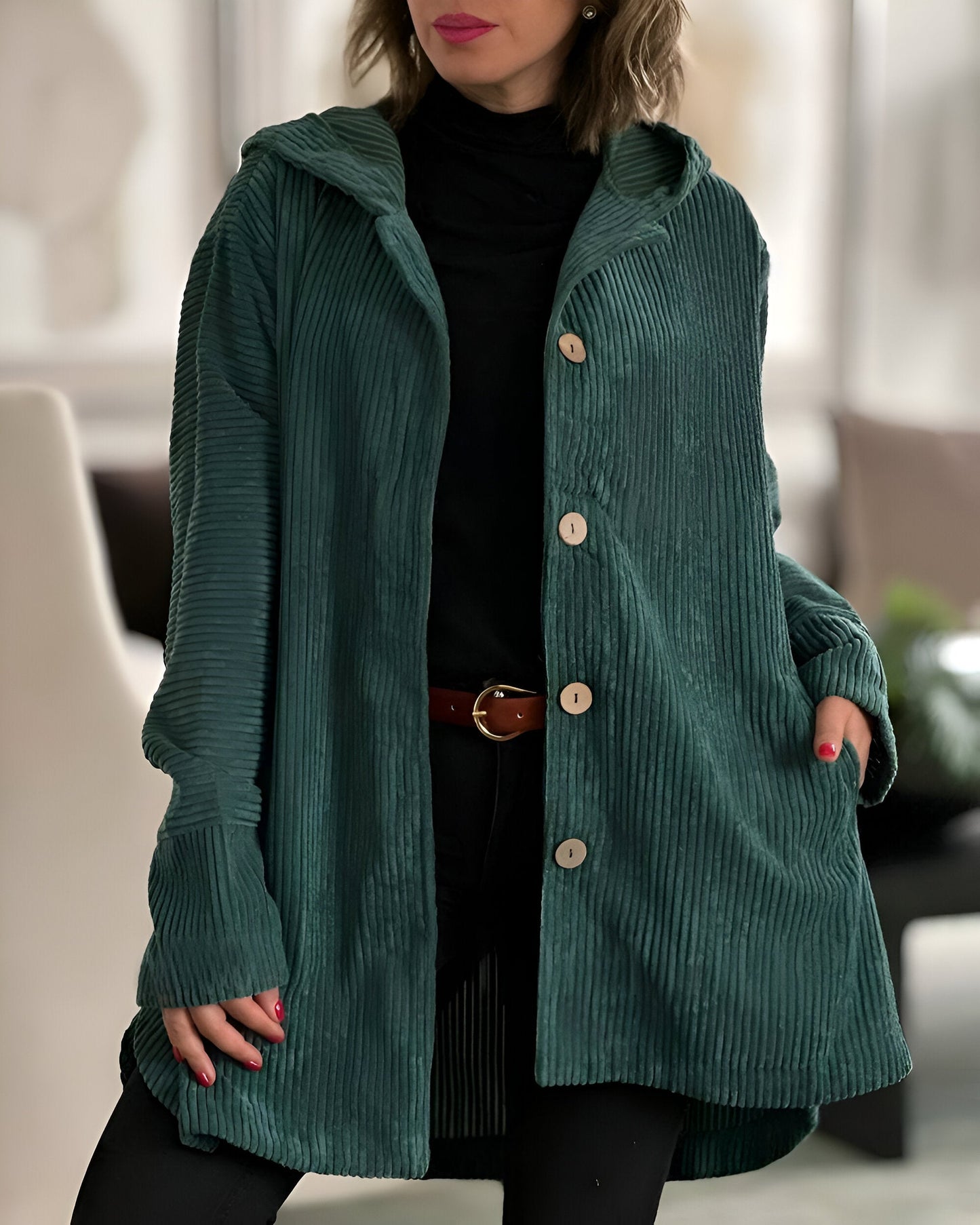 Anika  | Veste En Velours Côtelé Décontractée Avec Capuche