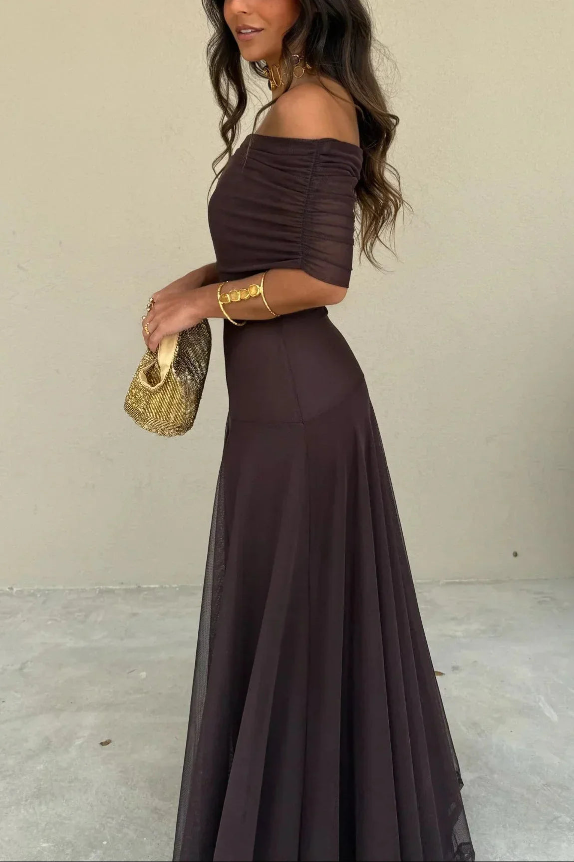 Luna | Robe Longue Ete Femme Plissée Une Épaule