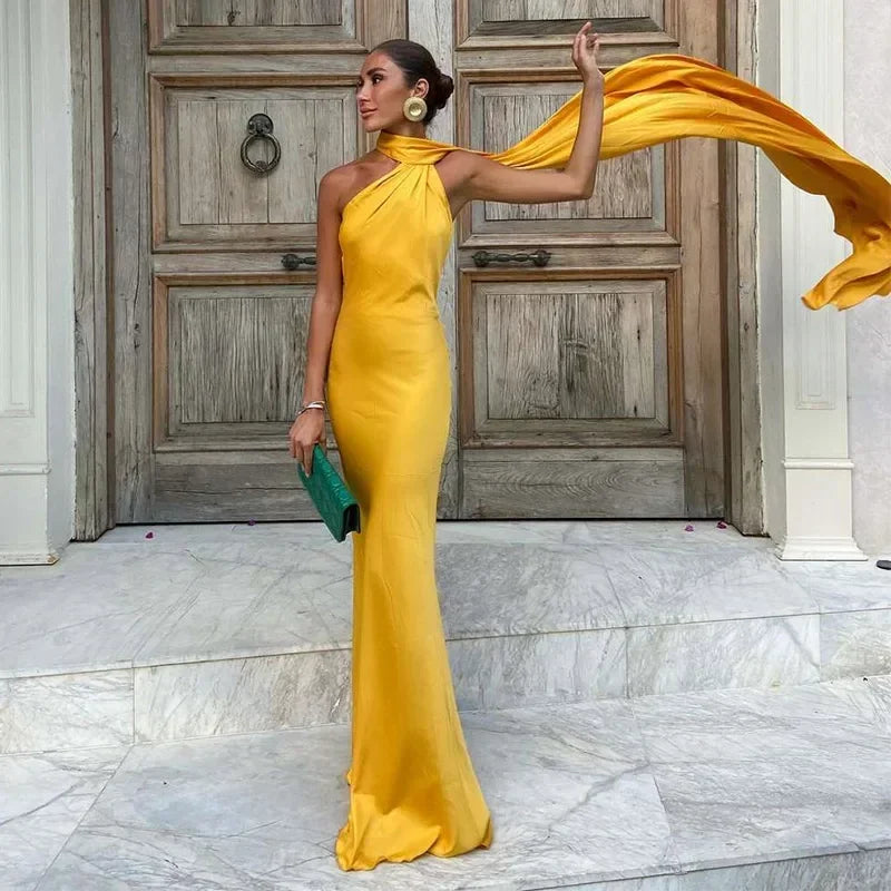 Norkys | Robe Longue Femme Drapee Bretelle Unique