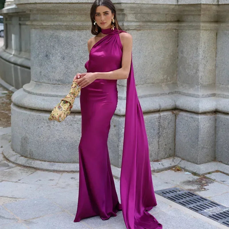 Norkys | Robe Longue Femme Drapee Bretelle Unique