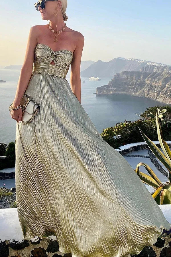 Laura | Robe Longue Bustier Femme Soirée Avec Effet Brillant