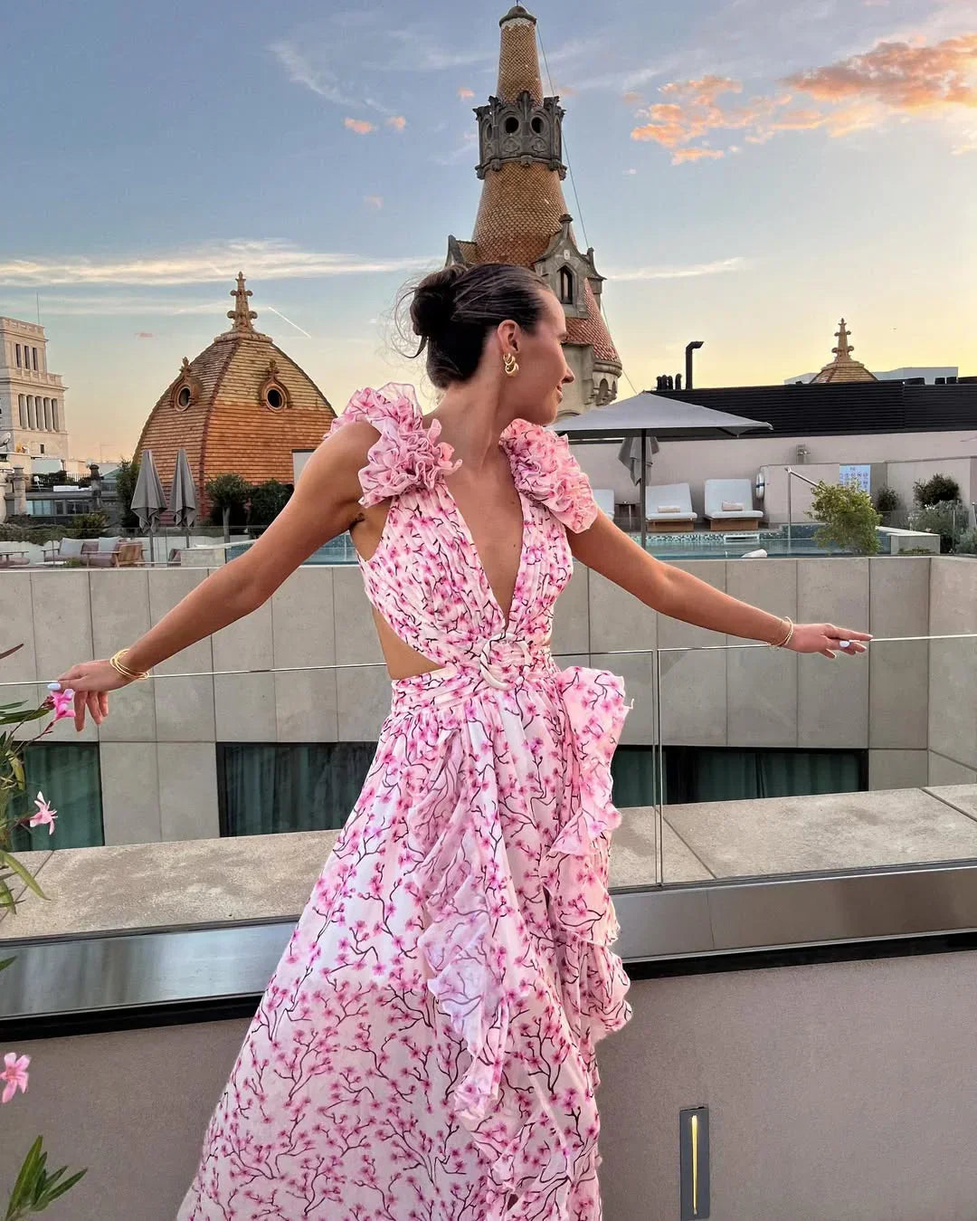 Léa | Robe Longue Femme Fleurie Sans Manches
