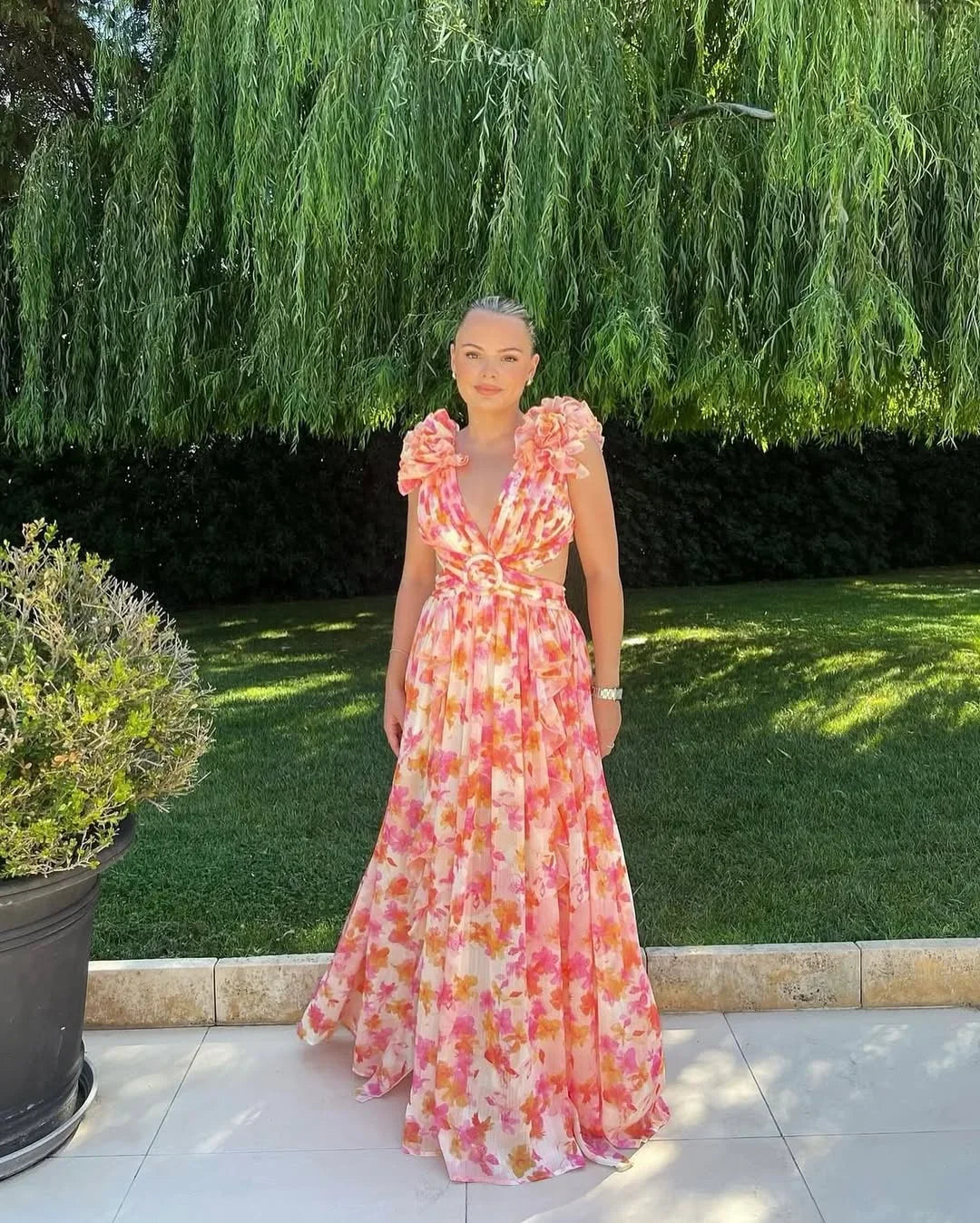 Léa | Robe Longue Femme Fleurie Sans Manches