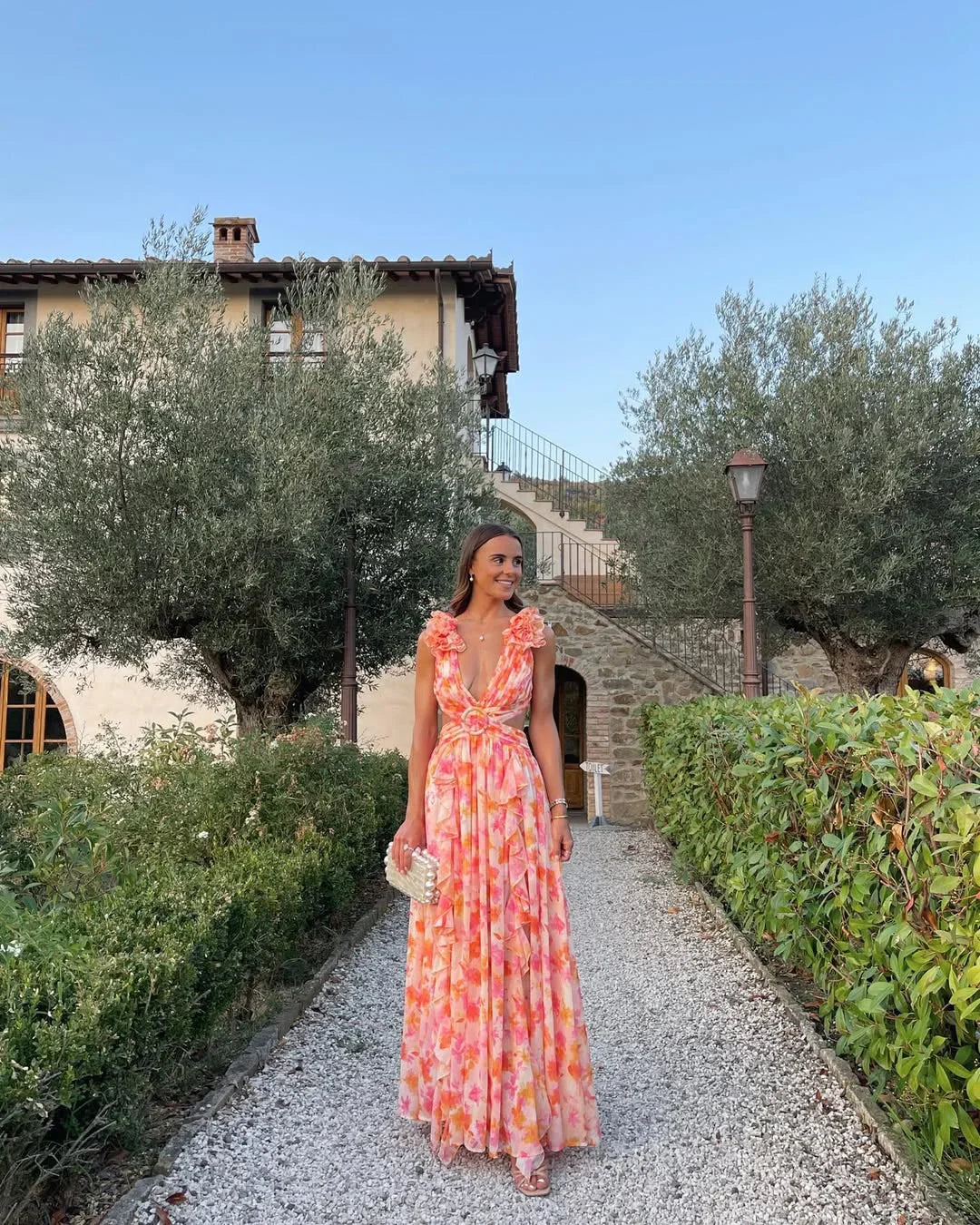 Léa | Robe Longue Femme Fleurie Sans Manches
