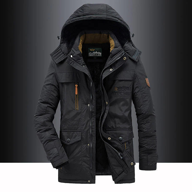 Parka Mi-Long avec Capuche Et Fermeture Zippée pour Homme