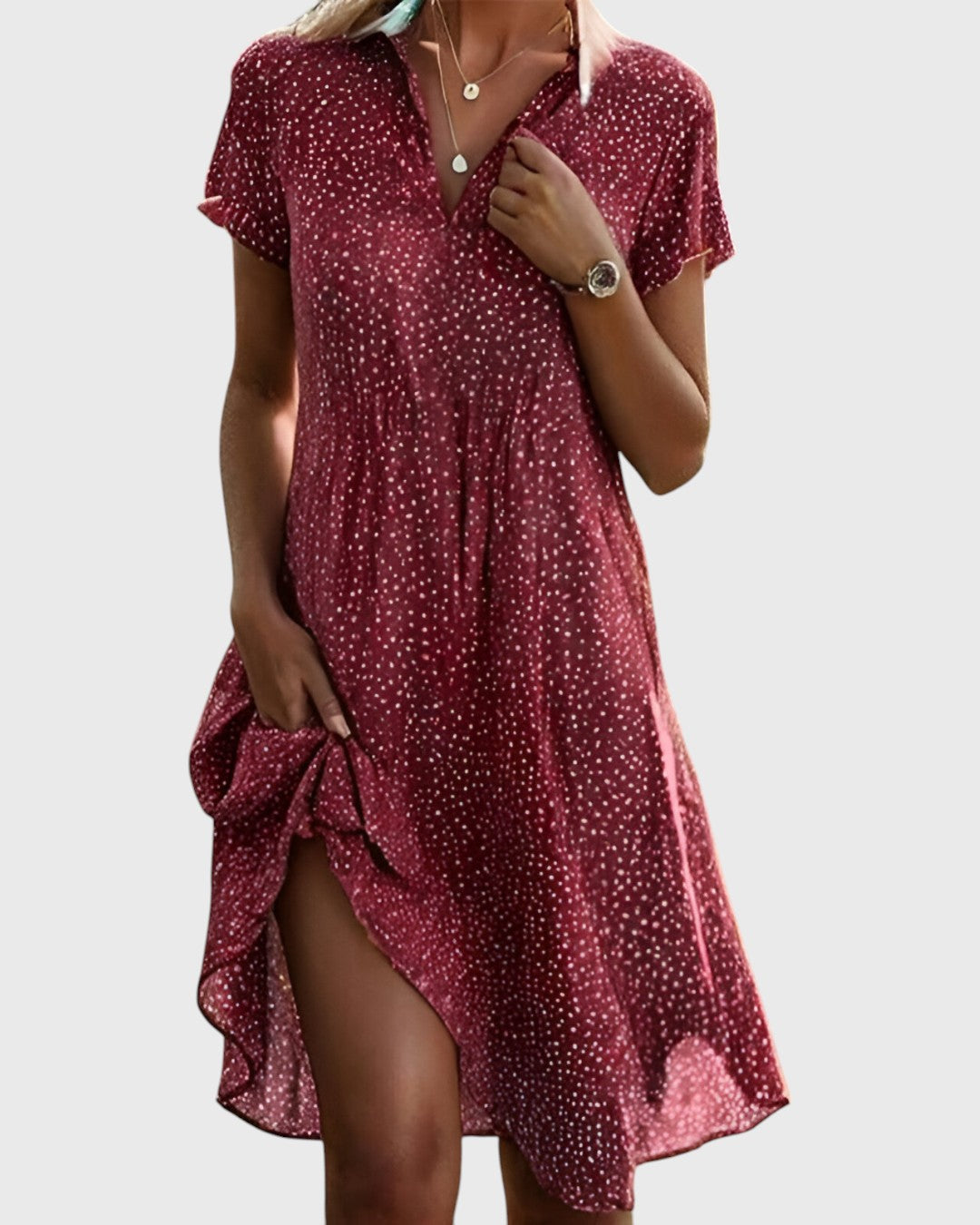 Éleyna | Robe Midi Fluide En Polyester Haut De Gamme