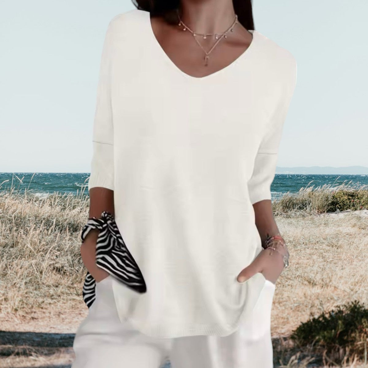 Gerda | Top Femme Col En V Estivale