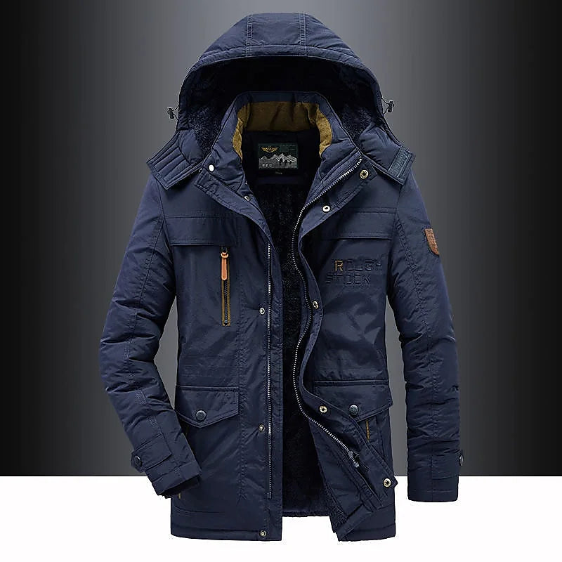 Parka Mi-Long avec Capuche Et Fermeture Zippée pour Homme
